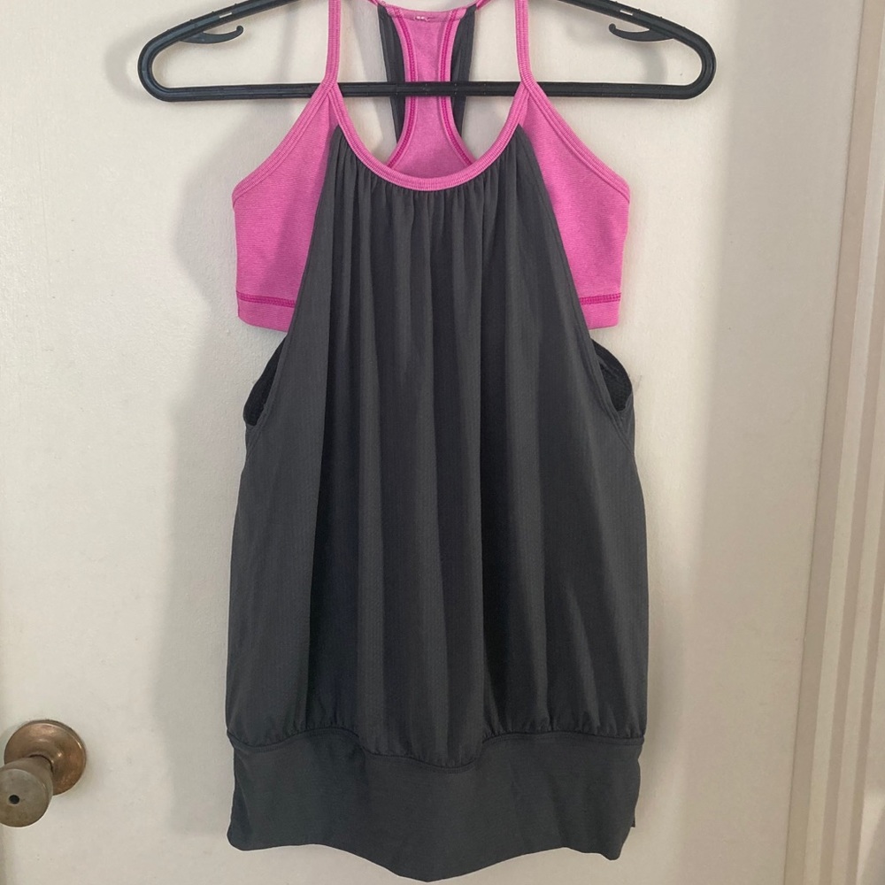 Lululemon Built-in Bra Tank Pink Gray